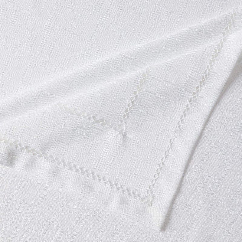 Violet Linen Hem Stitch Embroidered Vintage Design Tablecloth White 68" by 140" Oblong/Rectangle - Image 3